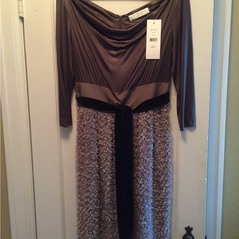 NWT Charles Nolan New York Dress Taupe 8